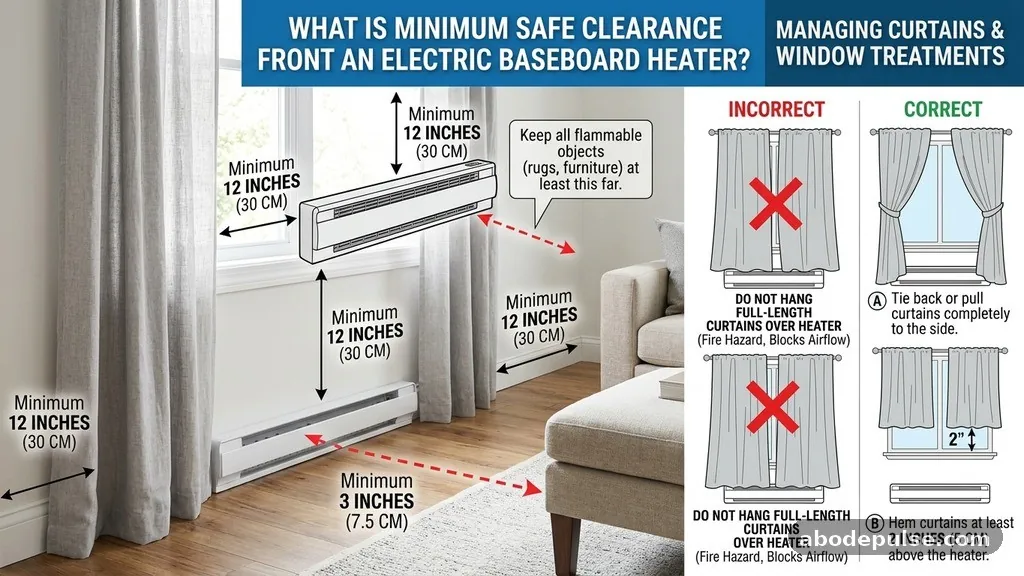 Managing Curtains and Window Treatments - What Is the Minimum Safe Clearance in Front of an Electric Baseboard Heater?